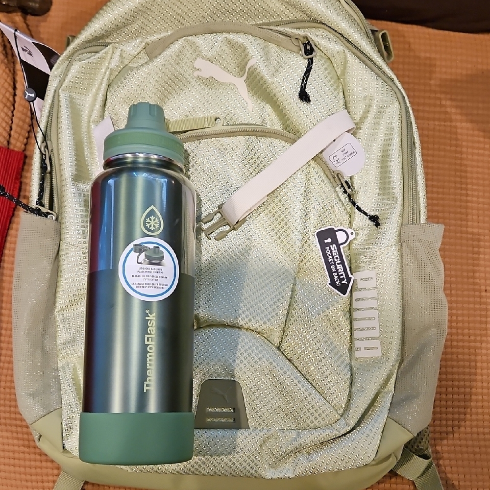 Puma Light Green Backpack with ThermoFlask